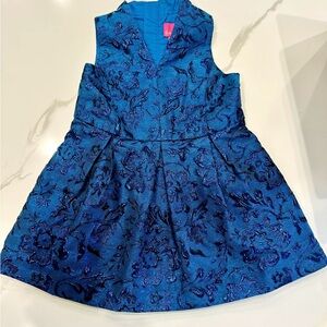 Lilly Pulitzer Girls Size 3 MINI TANLEE Dress in Teal Bay Blooming Brocade NWT